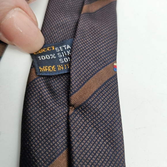 Gucci Vintage Made In Italy Silk Stripe Tie - Picture 5 of 6